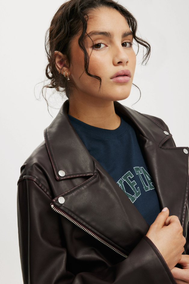 Chaqueta biker de cuero sintético Roman